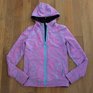 Ivivva Lululemon Reversible Hooded Full Zip‎ Bomber Style Jacket Pink Black 14